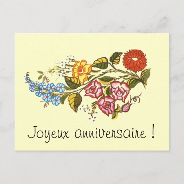 Carte Postale fleurs horizontales1 - Joyeux anniversaire (Devant)