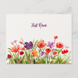 Carte postale Fleurs Jardin Aquarelle