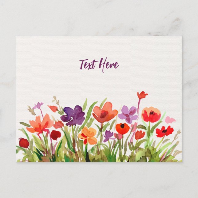 Carte postale Fleurs Jardin Aquarelle (Devant)
