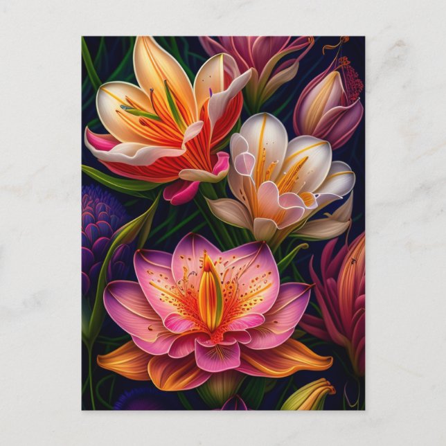 Carte Postale Fleurs Jardin Imaginaire Vibrantes (Devant)