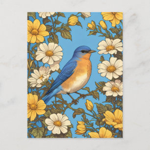 Carte Postale Fleurs jaunes et blanches joyeuses du bleuet orien