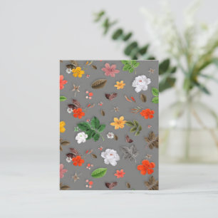 Carte Postale Fleurs jaunes et roses blanches 16