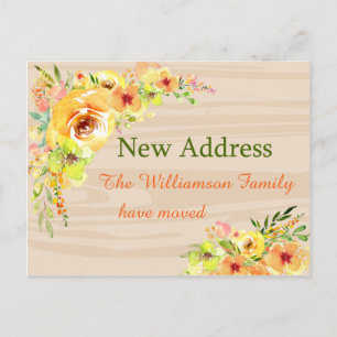 Carte Postale Fleurs Jaunes Nouveau Faire-part d'adresse