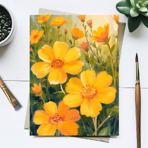 Carte Postale Fleurs Jaunes Peinture De Champ Floral Aquarelle