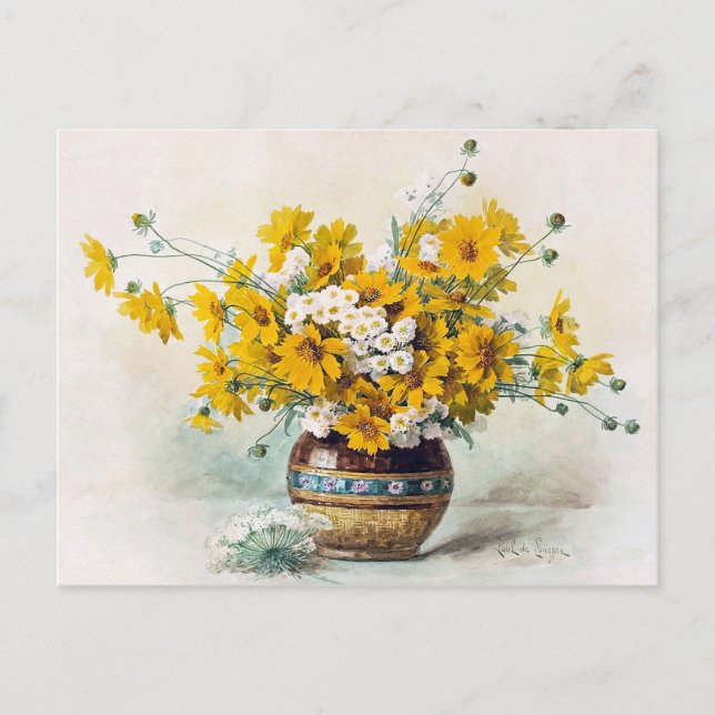 Carte Postale Fleurs jaunes soleil par Paul de Longpre CC1012 (Devant)
