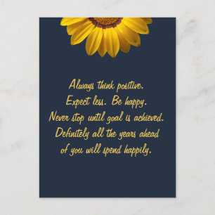 Carte Postale Fleurs jaunes sur arrière - plan bleu marine Monog