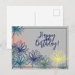 Carte Postale Fleurs Joyeux Anniversaire