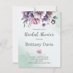 Carte Postale Fleurs Lavande et Vertes pour Réception de Mariage