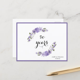 Carte Postale Fleurs lavande violettes 50e anniversaire de maria