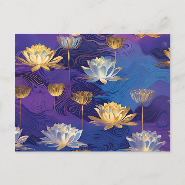 carte postale fleurs lotus (Devant)