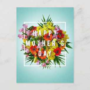 Carte Postale Fleurs mignonnes Bonne Fête des Mères Florale 