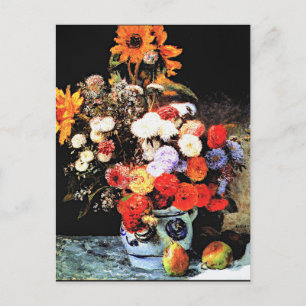 Carte Postale Fleurs mixtes dans un pot d'oeillet,