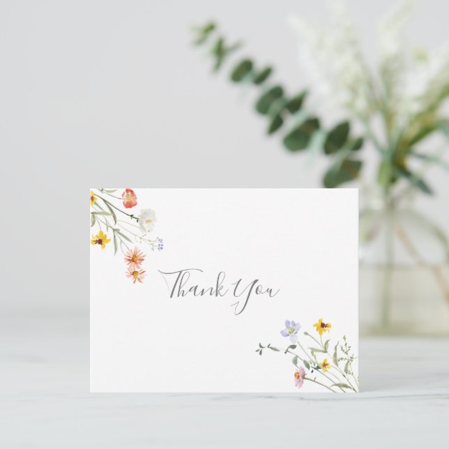 Carte Postale Fleurs multicolores sauvages remerciements (Debout devant)