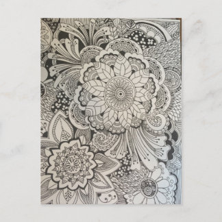 Carte Postale Fleurs noir et blanc
