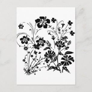 Carte Postale Fleurs noires et blanches