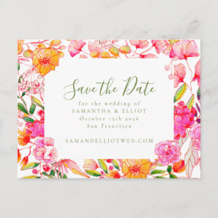 Carte Postale Fleurs Orange Rose Mariage Budget Enregistrer la D
