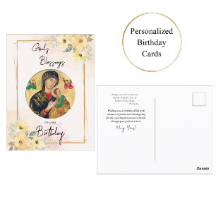 Carte Postale Fleurs Orthodoxes Chrétiennes Joyeuses d'Anniversa