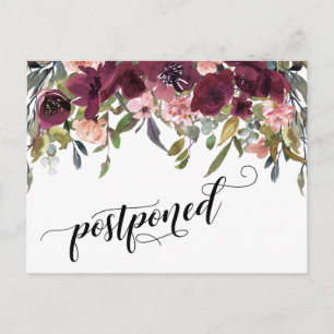 Carte Postale Fleurs peintes Reporté Faire-part Mariage