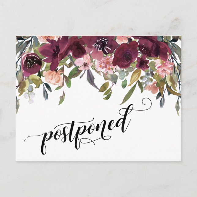 Carte Postale Fleurs peintes Reporté Faire-part Mariage (Devant)