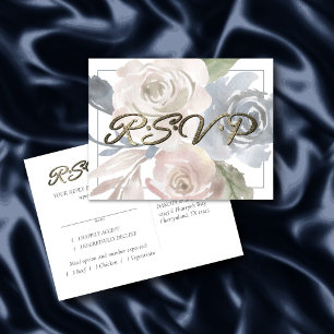 Carte Postale Fleurs Poussiéreuses   Entrée Pastel RSVP Crème Bl