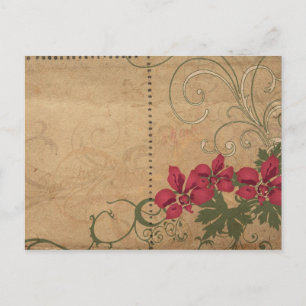 Carte postale fleurs rétro