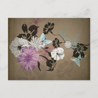 Carte postale fleurs rétro