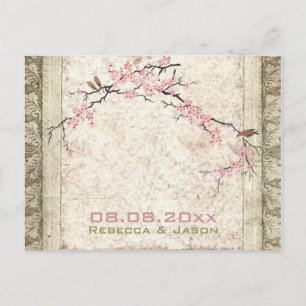 Carte Postale fleurs rose japonaise cerisier fleur printemps mar