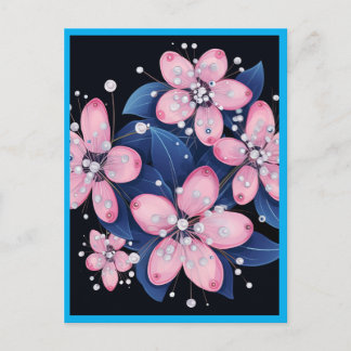 CARTE POSTALE FLEURS ROSES #1