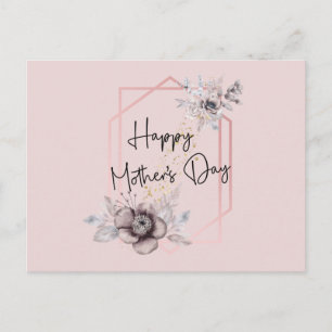 Carte Postale Fleurs roses et grises pour la fête des mères