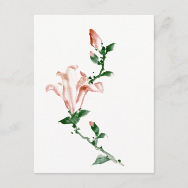 Carte Postale Fleurs roses, Hokusai Art Japonais (Devant)