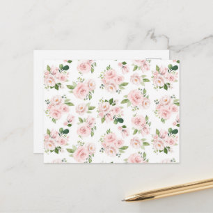 Carte Postale Fleurs roses, Roses roses, Fleurs Aquarelles
