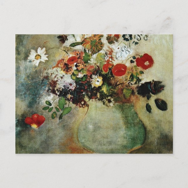 Carte Postale Fleurs rouges, fleurs Odilon Redon (Devant)