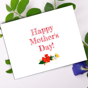 Carte Postale Fleurs rouges motifs de la fête des mères aquarell