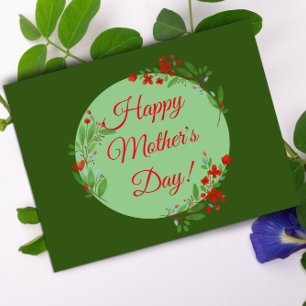 Carte Postale Fleurs rouges motifs de la fête des mères aquarell