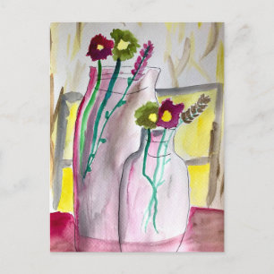 Carte Postale Fleurs sauvages dans un vase d'art abstrait