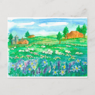 Carte Postale Fleurs sauvages de la ferme des moutons Nous avons