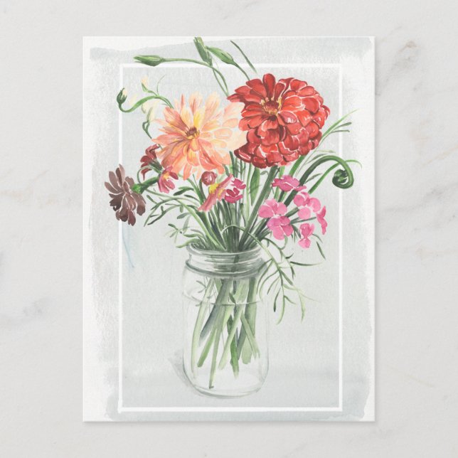 Carte Postale Fleurs sauvages d'été - Rose & Rouge (Devant)
