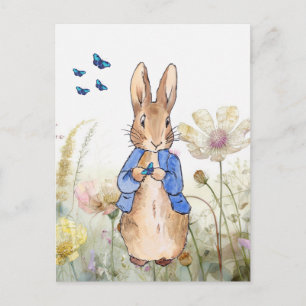 Carte Postale Fleurs sauvages et papillons de Lapin Classique
