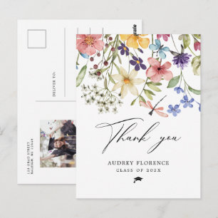 Carte Postale Fleurs sauvages Fleurie Photo Remerciements diplôm