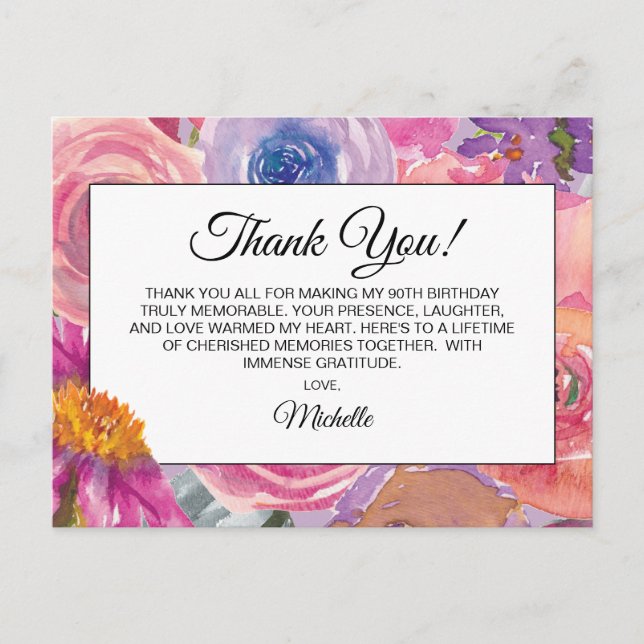 Carte Postale Fleurs sauvages rose pourpre 90e anniversaire Merc (Devant)