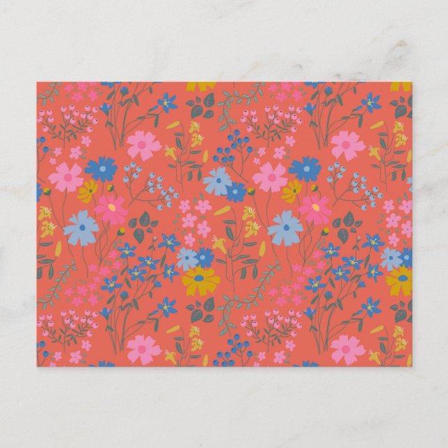 Carte Postale Fleurs sauvages rouges Boho modernes (Devant)