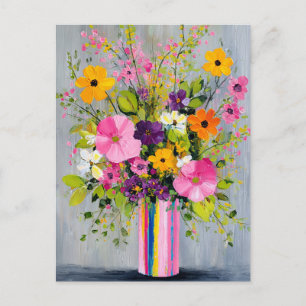 Carte Postale Fleurs texturées dans un vase