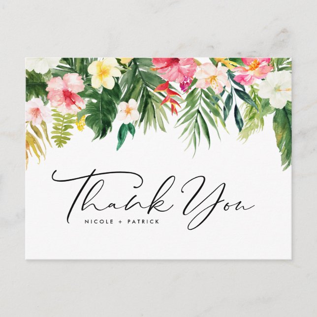 Carte Postale Fleurs tropicales Merci Mariage de la Garland (Devant)
