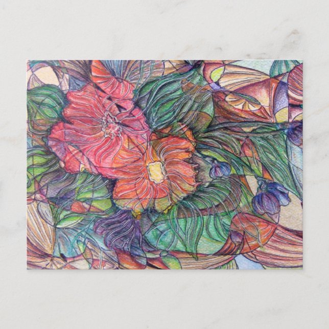 Carte Postale Fleurs "Verre Tiré" (Devant)