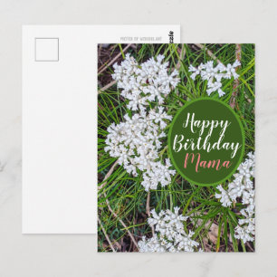 Carte Postale Fleurs vertes et blanches fraîches Joyeuse maman d
