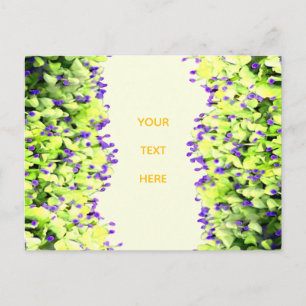 Carte Postale fleurs vertes et violettes
