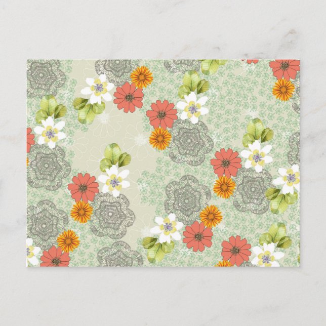 Carte Postale Fleurs Vintages Boho (Devant)