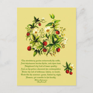 Carte Postale Fleurs vintages de fraises Shakespeare Postca