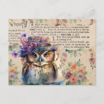 Fleurs vintages et hibou