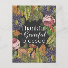 Carte Postale Fleurs Vintages modernes Thanksgiving avec message